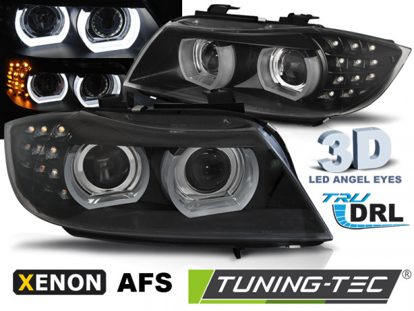 Xenon LED Angel Eyes Scheinwerfer für BMW 3er E90/E91 LCI 09-11 schwarz mit LED Blinker